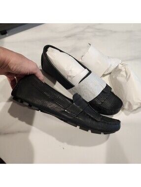 Cole Haan Air Tobin Driver Black Leather Tassel Kiltie Loafers Shoes 7 AA narrow